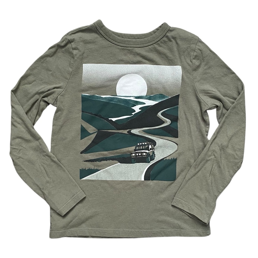Gap Kids Green Long Sleeve Mountain Graphic Tee